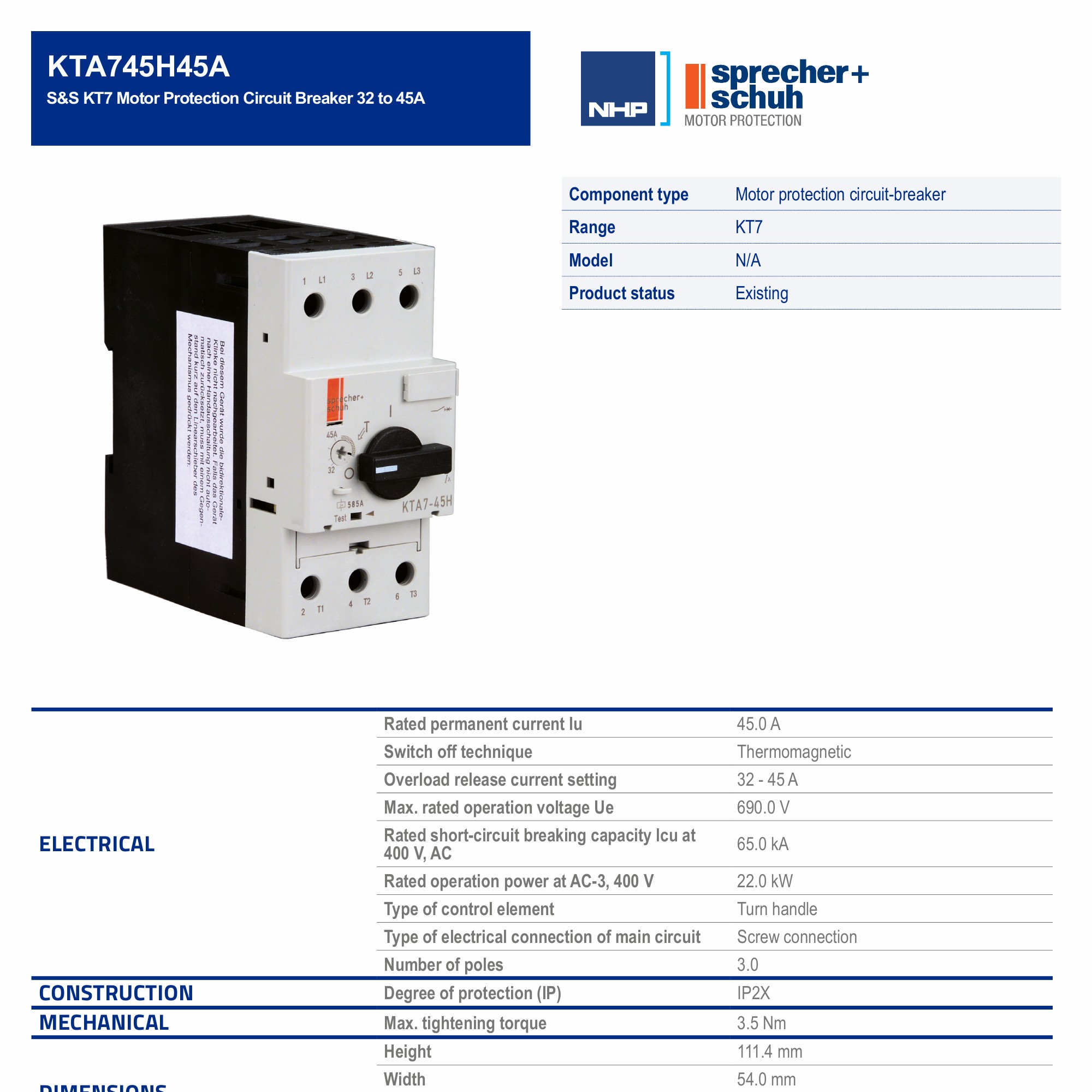 Series KT9 Control and Protection to 45A