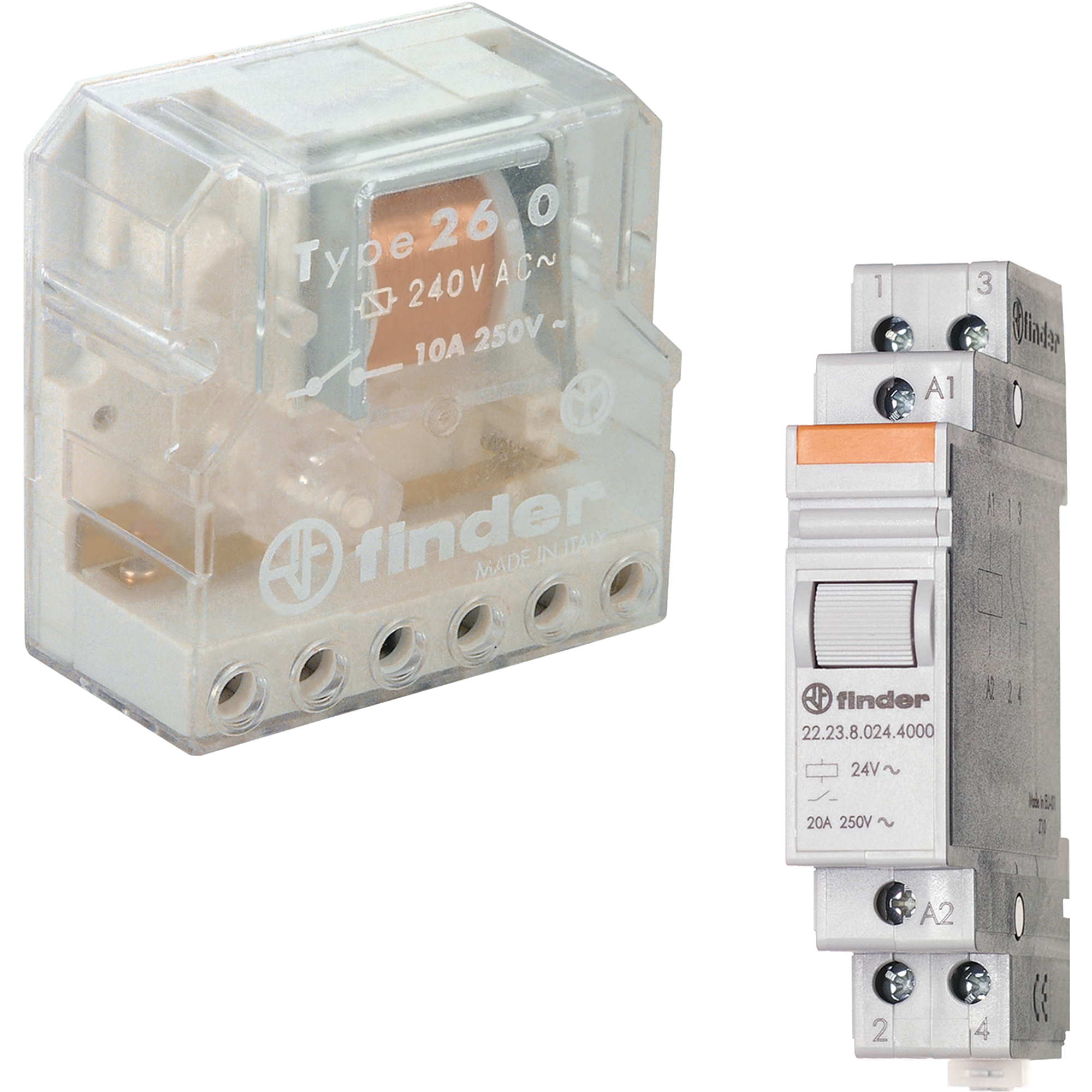 Finder 20 Series Modular Step Relay 16A 240V AC Coil 1 Normally Open 1  Normally Closed Contacts