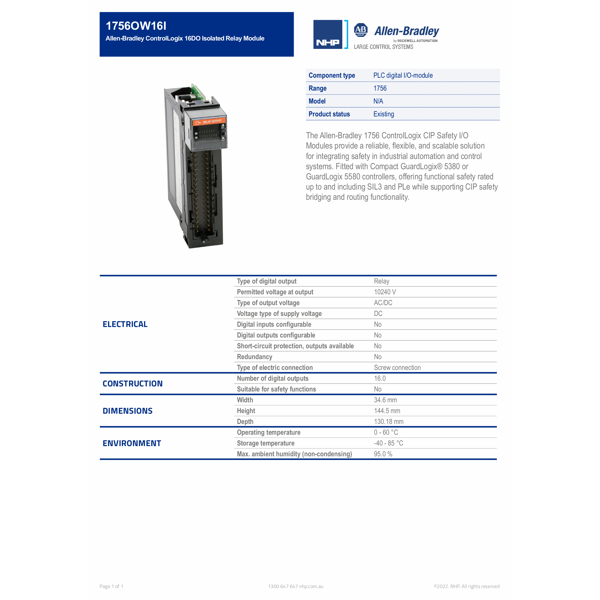 Allen-Bradley ControlLogix 16DO Isolated Relay Module