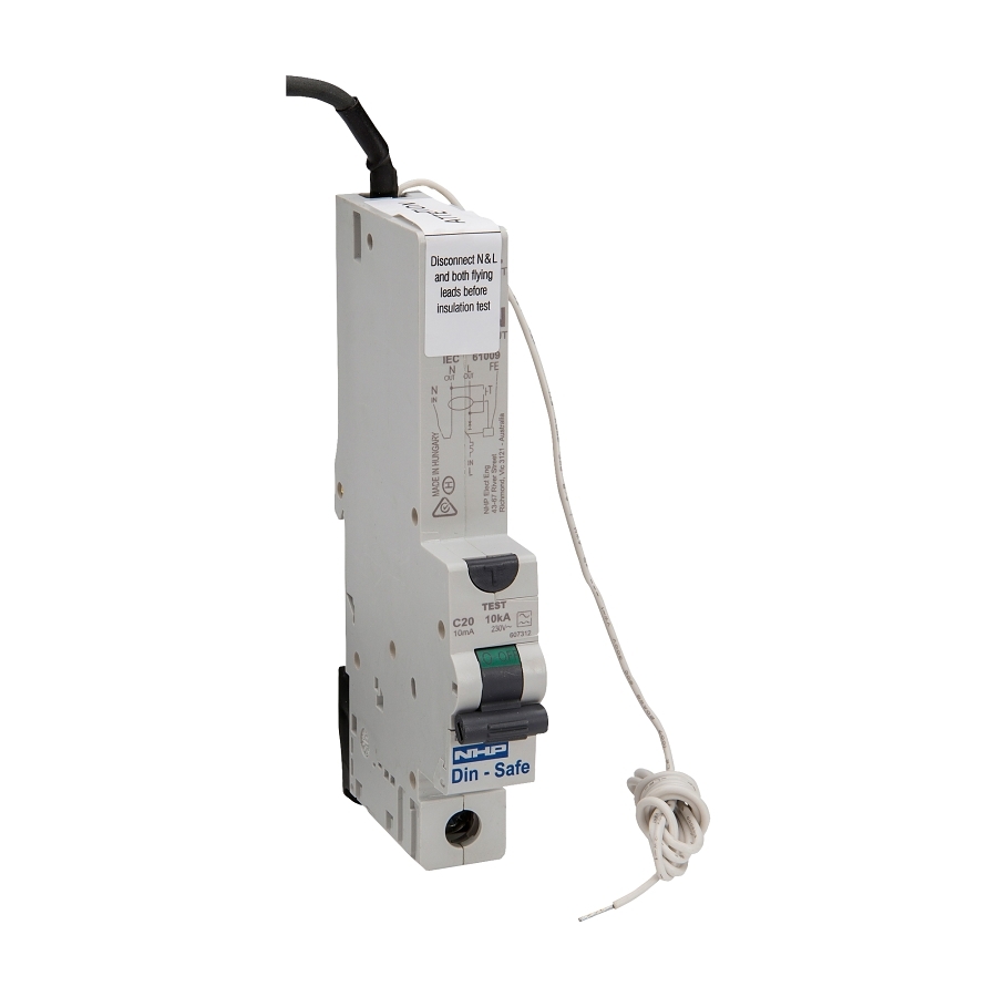 NHP DIN-T Residual Current Device Long Body w/ Overcurrent 10kA 32A 1Pole  and N C Curve 30mA Type A