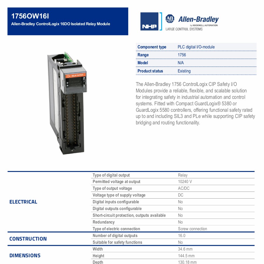 Allen-Bradley ControlLogix 16DO Isolated Relay Module