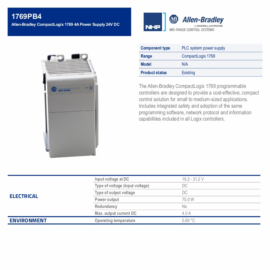 新しい工場密閉ab 1769-pb4 ser a compactlogix電源1769pb4-