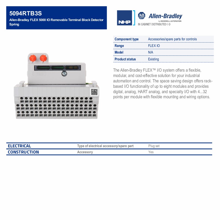 Allen-Bradley FLEX 5000 IO Removable Terminal Block Detector Spring