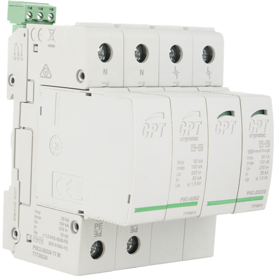 Cirprotec PSC Surge Protection Device Type 1 & 2 1 Phase L-N & N 