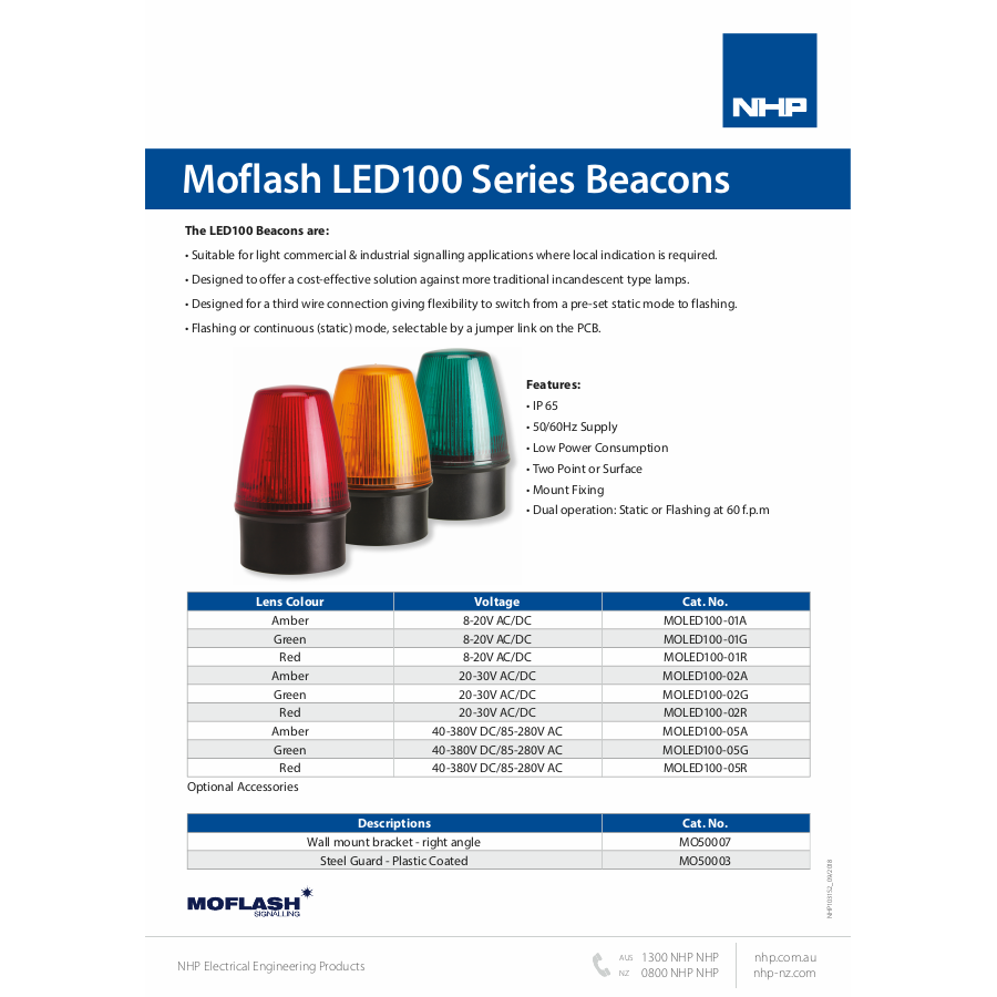 Moflash LED800 12 LEDS Steady/Flashing Mode IP65 10 to 100V DC Stud or  Surface Mount Lens Red