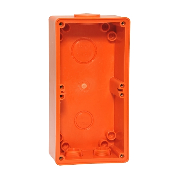 NHP ISO Back Box/Base, 2 Gang (1 x 2) - Large 63mm depth, Resistant Orange