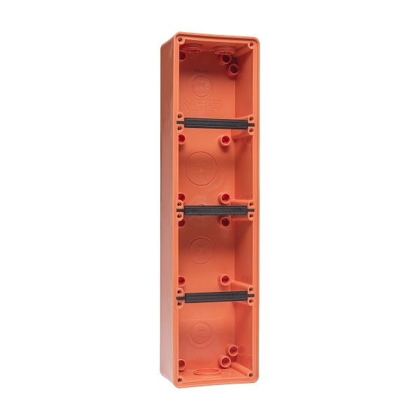 Nhp Iso Back Box Base, 4 Gang (1 X 4) - Inline 63mm Depth, Resistant Orange