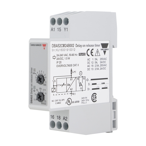 Carlo Gavazzi Timer Relay On Delay 24VDC and 24-240VAC Supply 1 CO0.1 ...