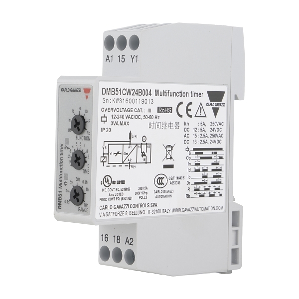 Carlo Gavazzi Timer Relay Multi Function 12V to 240V AC DC Supply 2CO 0 ...