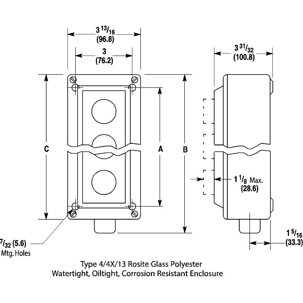 Allen-Bradley 800H Enclosure Rosite Glass Poly 1 Hole 3 4 Inch Conduit ...