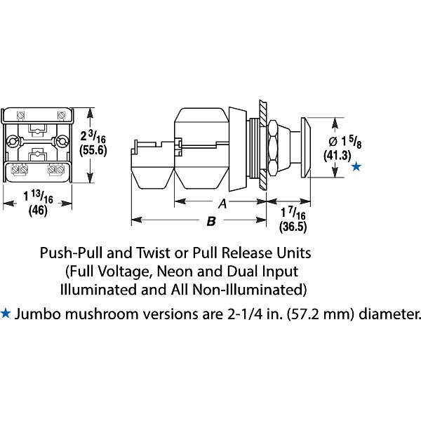 Allen-Bradley 800T PB 30.5mm FS Mush. Hd 2 Pos. Push Pull Illum LED 12 ...