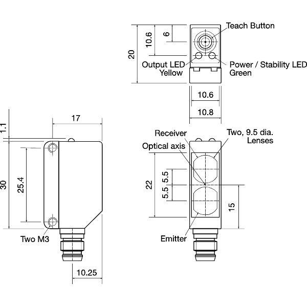 Carlo Gavazzi Photoelectric Sensor Diffuse Reflective Back Suppresion ...