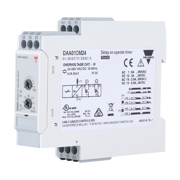 Carlo Gavazzi Timer Relay On Delay 24-240VAC DC Supply 2 COContacts 0.1 ...